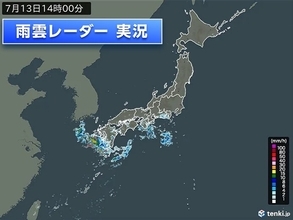 九州に発達した雨雲接近中　関東でも急な雨に注意　14日にかけて梅雨前線停滞