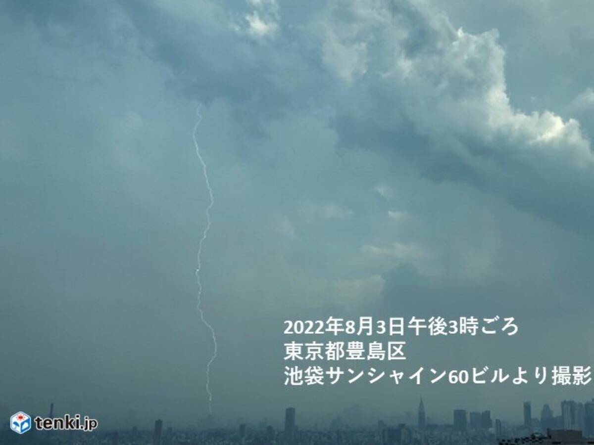 東京都心の空にカミナリ雲発生中 関東は急な激しい雨 落雷 突風など要注意 22年8月3日 エキサイトニュース