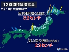 日本海側で雪続く　あすにかけてさらに雪の量が増える　北陸や近畿で大雪に警戒