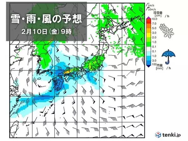 「10日(金)は南岸低気圧で荒天　東京など関東の平野部で雪の可能性　積雪の恐れも」の画像
