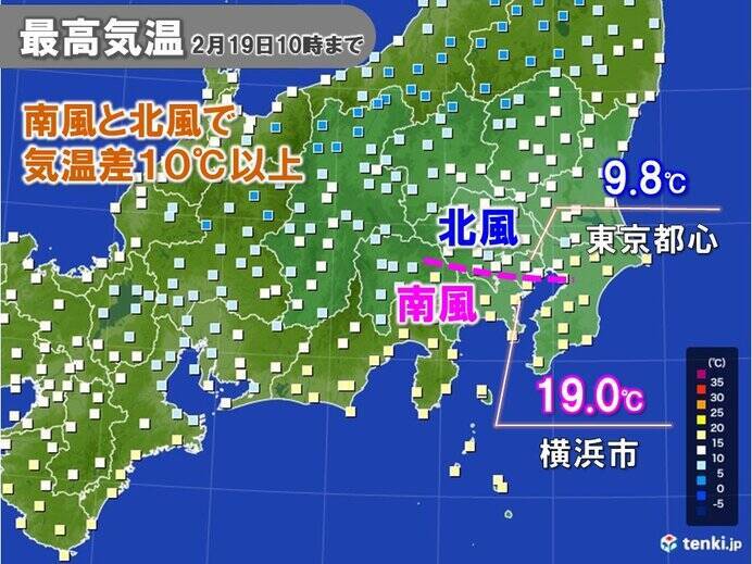関東　沿岸部は強風・高波に警戒　交通機関に影響も　南風と北風で気温差10℃以上