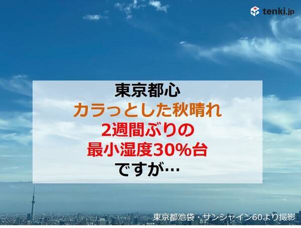 東京都心 久しぶりの秋晴れ 2週間ぶり 最小湿度30パーセント台 年10月16日 エキサイトニュース