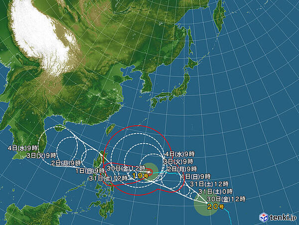 2つの台風 19号は猛烈な強さに 号は沖縄に近づく可能性も 年10月30日 エキサイトニュース