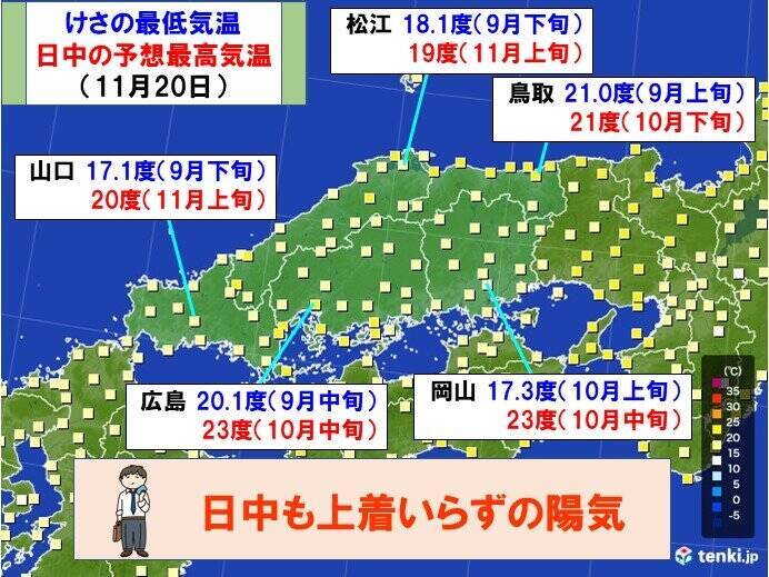 中国地方 3連休にかけて天気と気温の変化に注意 年11月日 エキサイトニュース