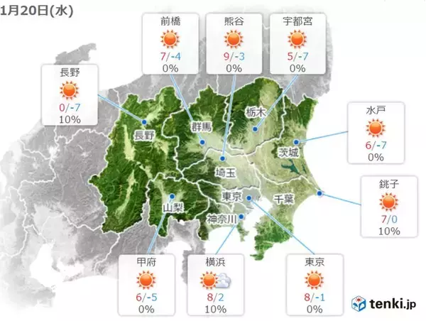 関東甲信　大寒は暦通りの厳しい寒さ　週末は沿岸ほど雨や風が強まる