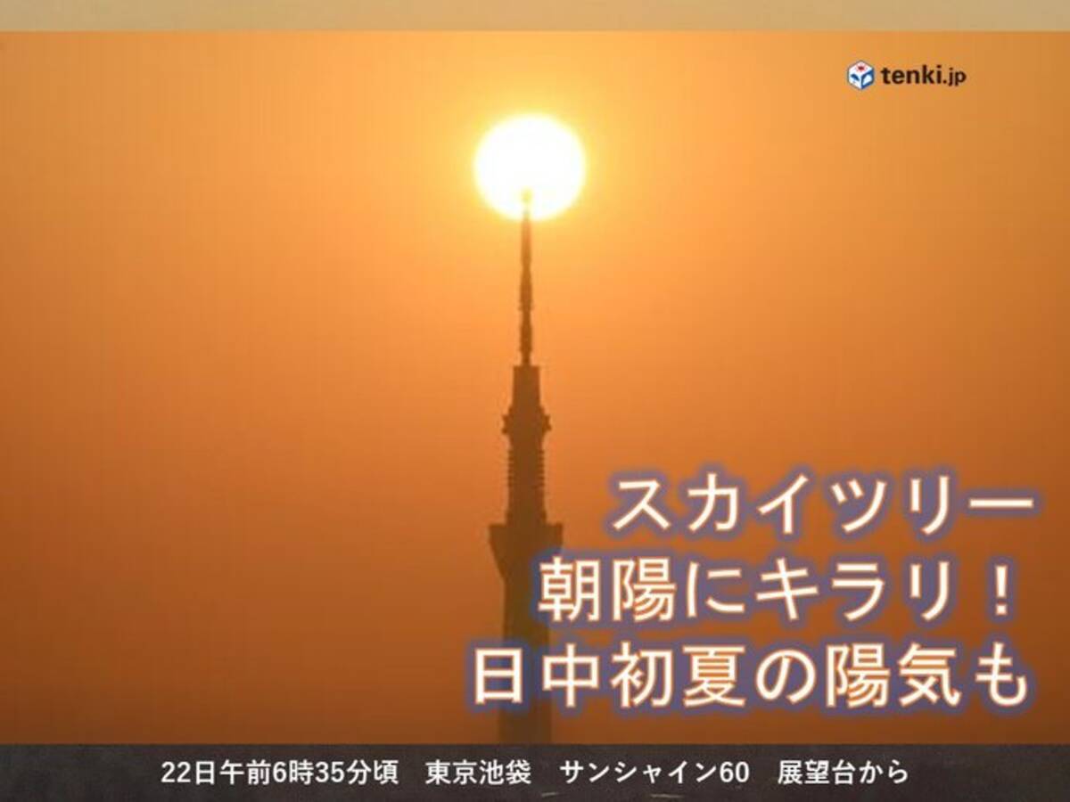 22日 スカイツリーと朝陽重なる 関東地方は広い範囲で晴れ エキサイトニュース