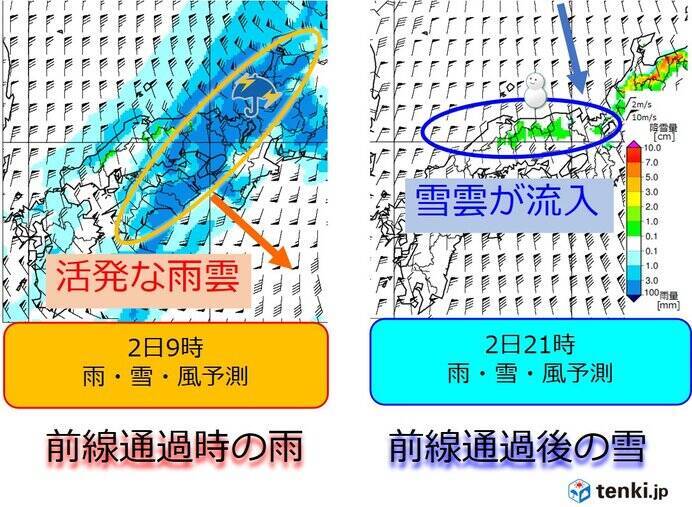 関西　明日2日は春の嵐に　午後の気温急降下に注意を!