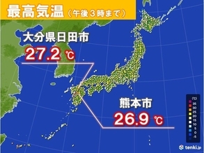 九州　きょうも25℃以上の夏日　北海道は札幌などで今季1番の暖かさ