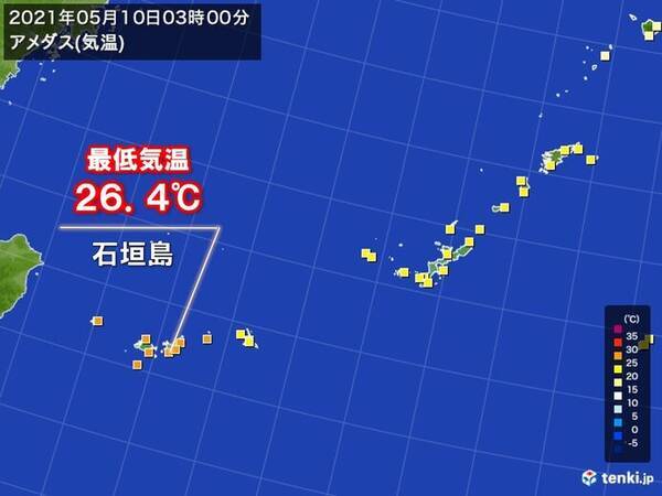 沖縄では先週末から寝苦しい夜が続く 所々で最低気温25 以上 21年5月10日 エキサイトニュース