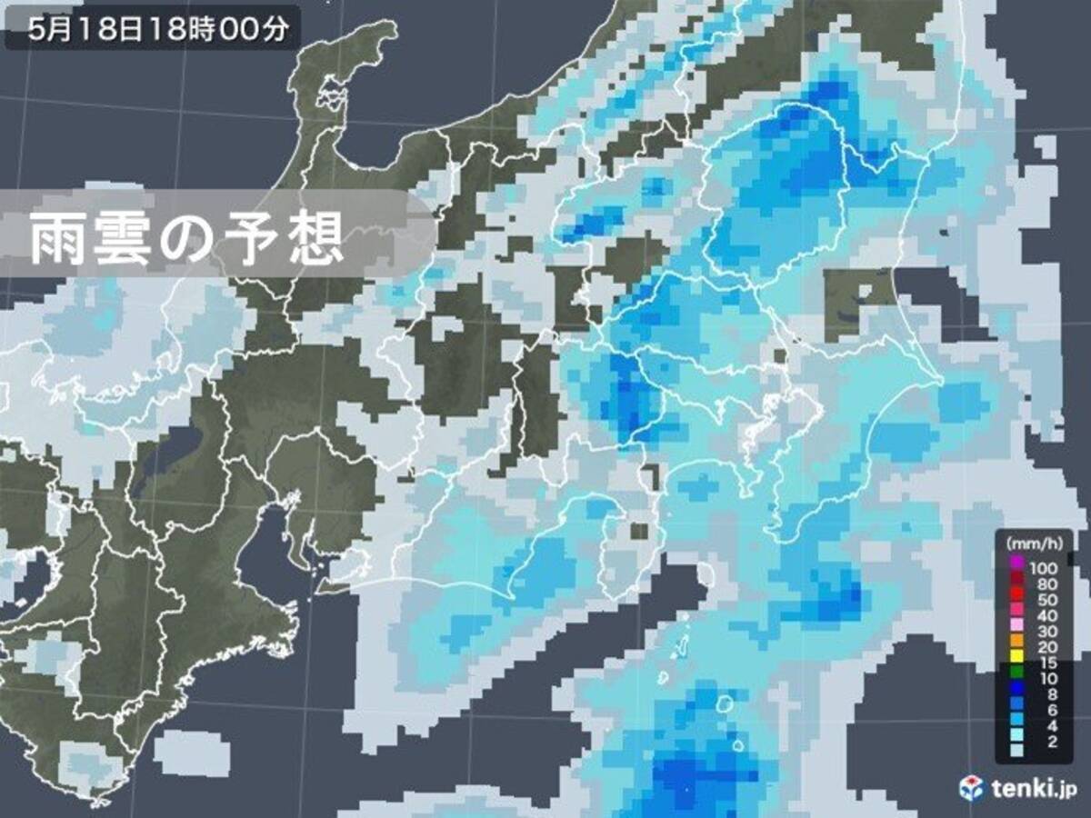 関東地方 夕方以降は雨の範囲が広がる 帰宅時間帯は本降りの雨も 21年5月18日 エキサイトニュース