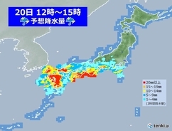 梅雨前線北上　20日は九州や四国で滝のような雨　21日にかけて活発な雨雲広がる