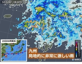 九州　20日～21日梅雨前線活発　土砂災害に厳重警戒