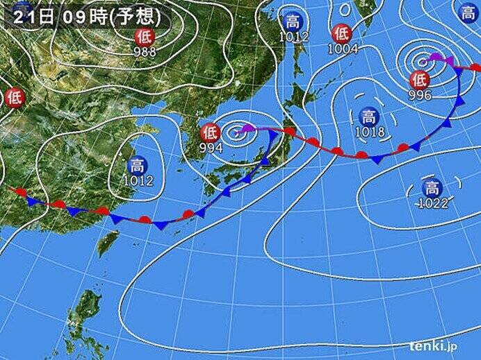 21日　強雨のエリアは西日本から東日本へ　各地の雨のピークは?