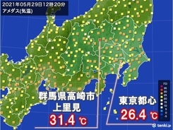 関東　北部で30℃超え　午後は大気不安定　急な雨や雷雨に注意