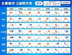 2週間天気　3日～4日は大雨の恐れ　関東甲信も梅雨入りか　雨のあと30℃予想も