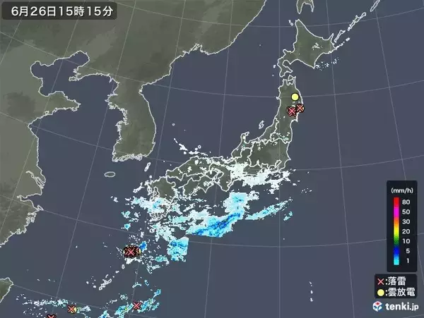 「北海道～九州　所々に雨雲　急な雷雨や激しい雨に注意」の画像