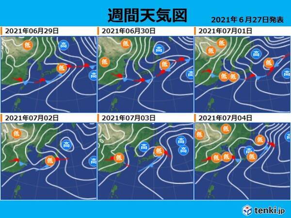 週間天気 7月に入ると九州 東北は 本格的な梅雨シーズン 大雨への備えを 21年6月27日 エキサイトニュース