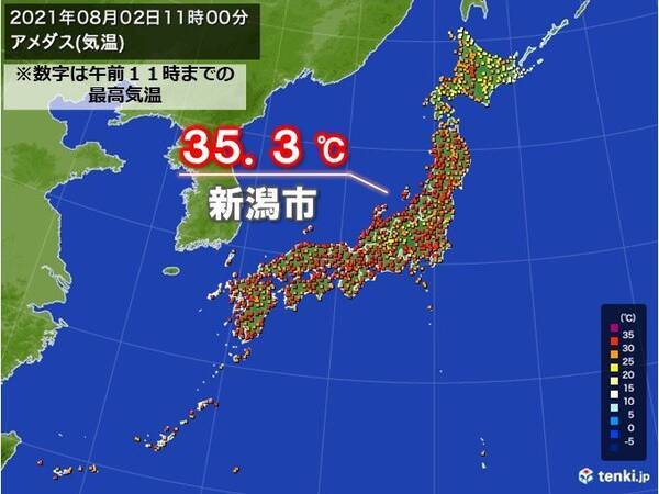 新潟市は今年初の35 超 各地で猛暑続く 熱中症予防を 21年8月2日 エキサイトニュース