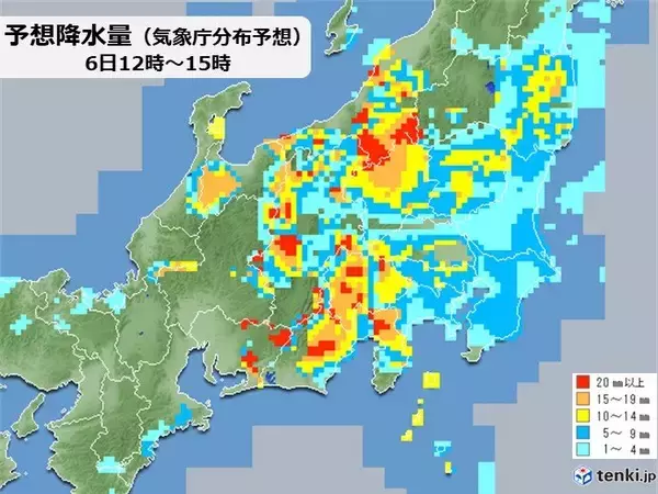 「関東甲信地方　午後は局地的な激しい雨の恐れ　落雷や竜巻などの激しい突風にも注意」の画像