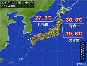 季節外れの暑さ　札幌市で最高気温10月1位を更新　青森市など最も遅い真夏日を観測