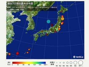 「ここ1週間の地震回数」　6日未明に青森県で最大震度5強　1週間程度注意
