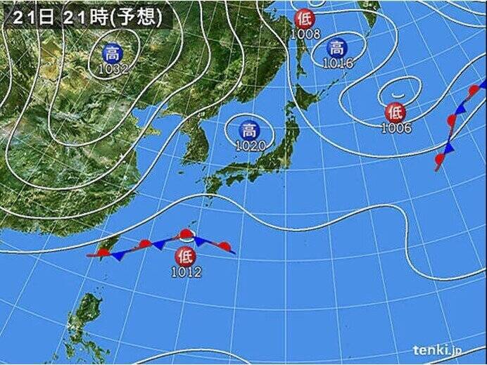 21日　日本海側は雨や雷雨　太平洋側は晴れても北風冷たい