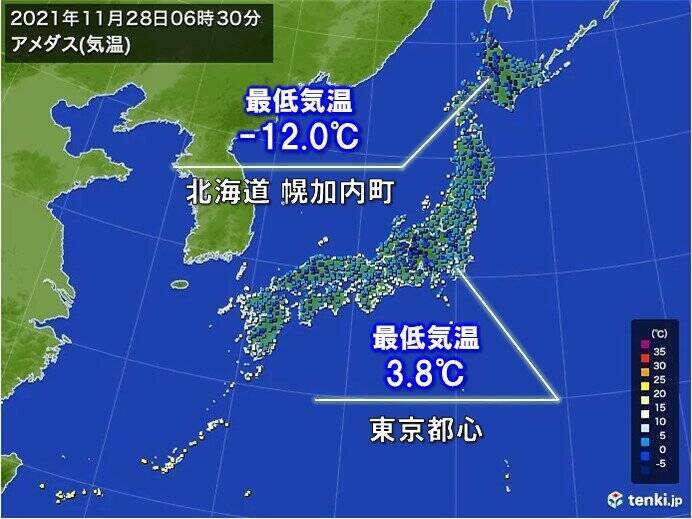 福島で初雪など冬の便り続々　今季初の冬日300地点超え
