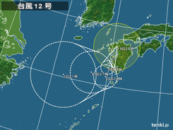 台風12号　九州付近を南へ　異例の進路