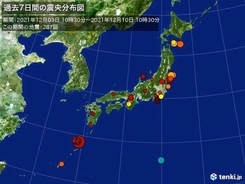 ここ1週間の地震回数　トカラ列島近海を震源地とする地震　震度4以上が3回