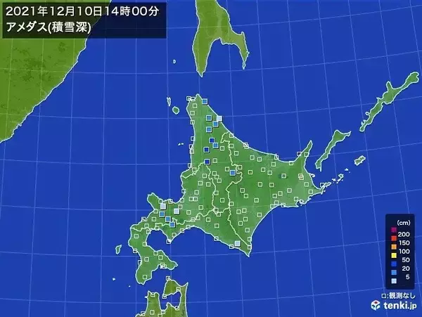 北海道　積雪100センチ以上は今シーズンまだなし　13日頃は北海道～北陸は雪に