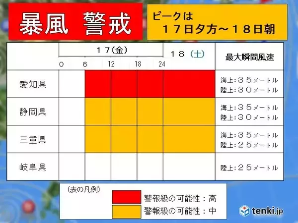 東海地方　あす夕方以降暴風警戒　平野部初雪か?