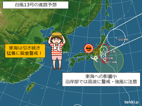 東海　台風の影響小　猛暑続く