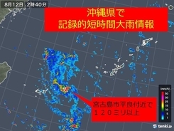 沖縄県で記録的短時間大雨情報