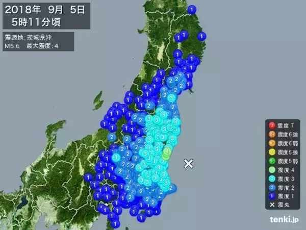 関東地方で震度4の地震