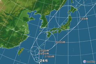 台風24号が西日本へ接近する恐れ