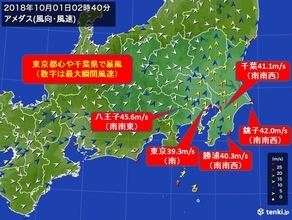 千葉県でも暴風　40メートル超