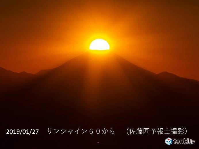 東京から眺める ダイヤモンド富士 19年1月27日 エキサイトニュース