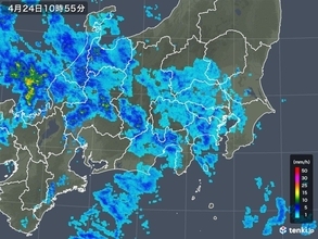 関東甲信地方　雨雲広がる　このあと雨風強まる所も