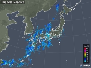 四国に活発な雨雲　関東も雨降り出す