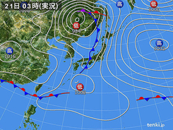 21日　関東・東海で激しい雨　大雨に警戒　強風も