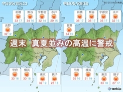 関東暑い週末　きょう晴れ　あす山沿いで雨や雷も