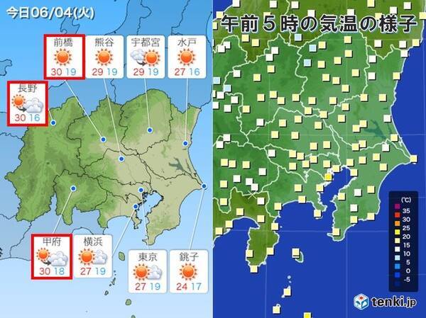 4日 関東 内陸は真夏日も 湿度60パーセント以上 19年6月4日 エキサイトニュース
