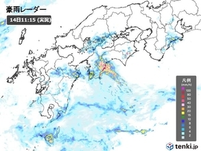 西日本でも雨雲発達中　激しい雨も