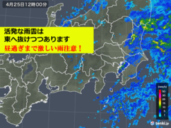 箱根で1時間30ミリ超の激しい雨