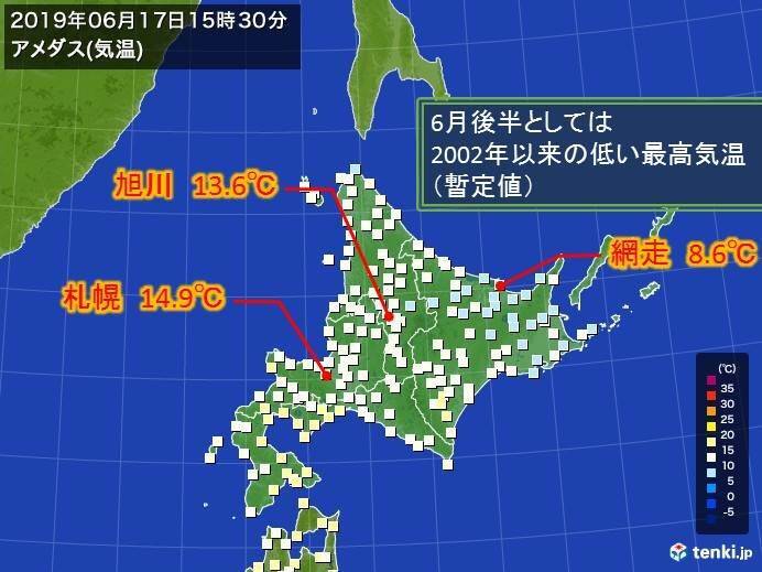 北海道 空気ひんやり 17年ぶりに低い最高気温 19年6月17日 エキサイトニュース