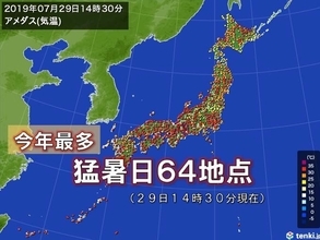 猛暑日地点今年最多　岩手県で37度