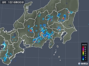 関東　平野部にも発達した雨雲　急な強い雨に注意