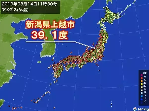 台風の影響は気温にも　すでに新潟県で39度超え