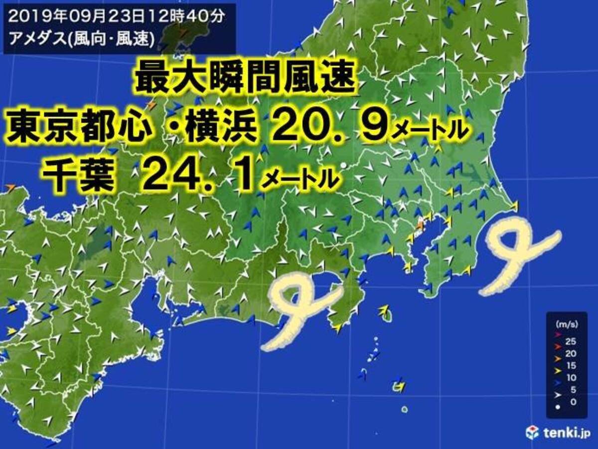 関東も強風 東京など最大瞬間風速メートル超 夜には30メートルも エキサイトニュース