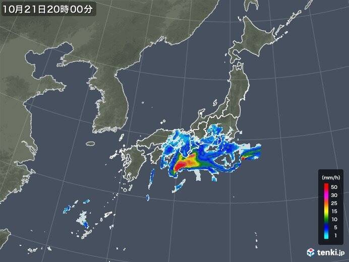 21日　台風で前線活発化　今夜から激しい雨の所も